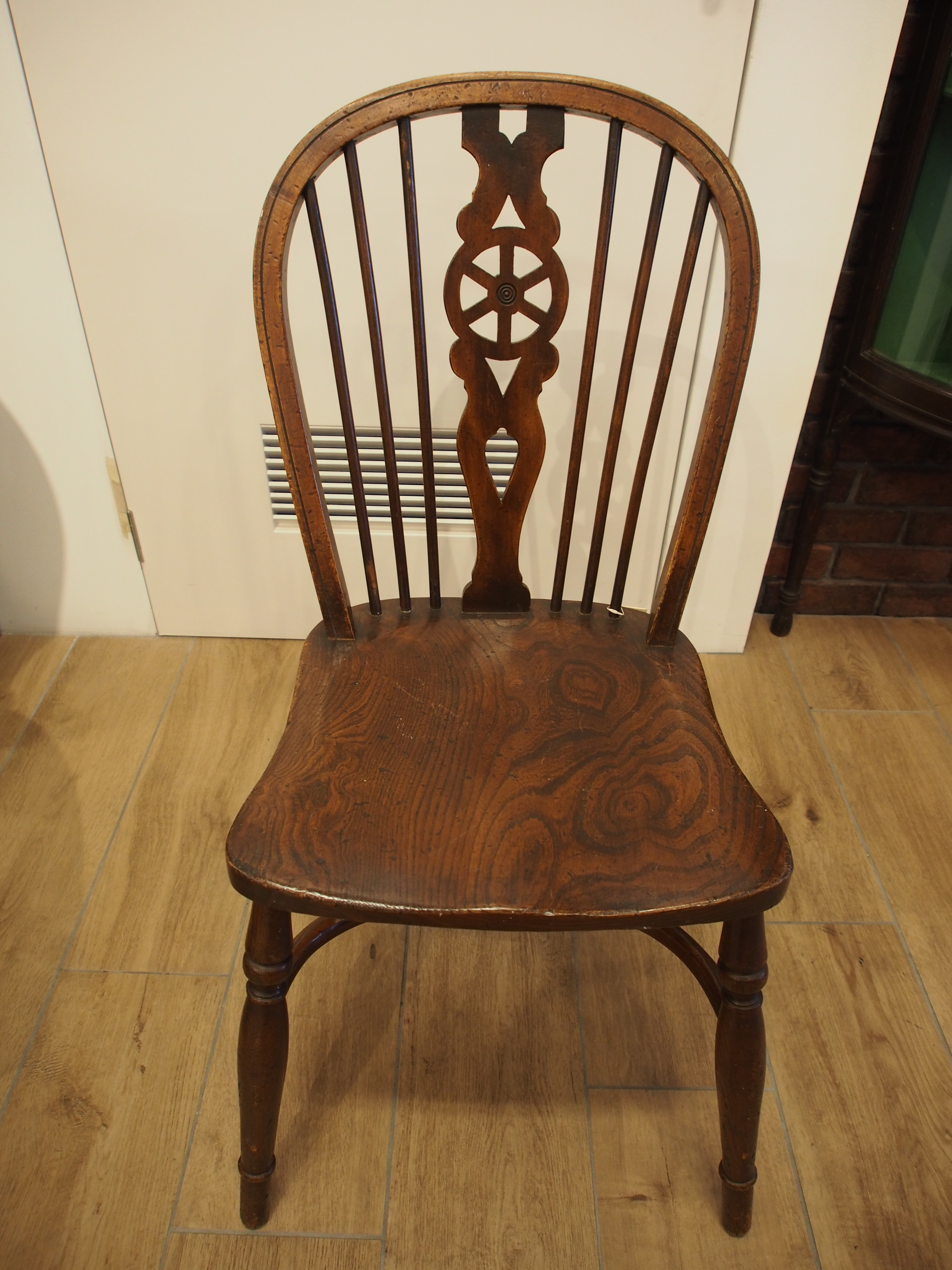 英国アンティーク木製ホイールバックチェア/ダイニングイス/椅子(74-267-1-