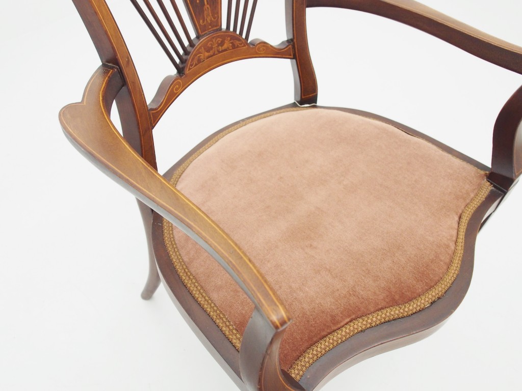 アンティーク家具　アンティーク　ヴィクトリアンチェア　チェア　アームチェア　椅子　　象嵌　インレイド　マーケットリー　ツインアンティークス